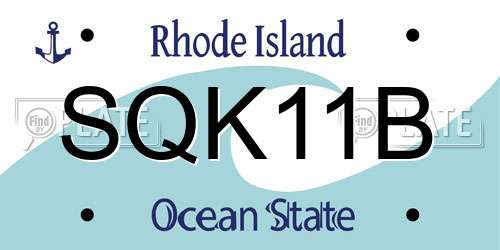 SQK11B Rhode Island License Plate