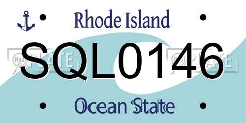 SQL0146 Rhode Island License Plate