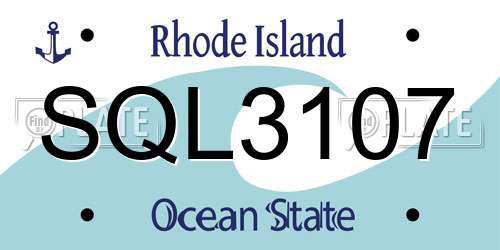 SQL3107 Rhode Island License Plate