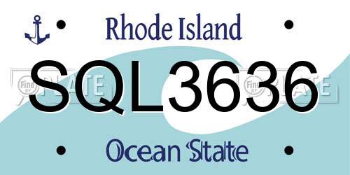 SQL3636 Rhode Island License Plate