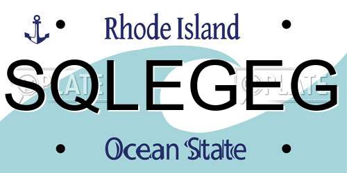 SQLEGEG Rhode Island License Plate