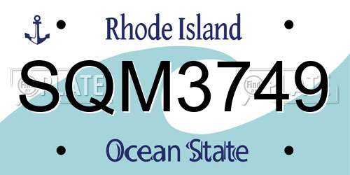 SQM3749 Rhode Island License Plate
