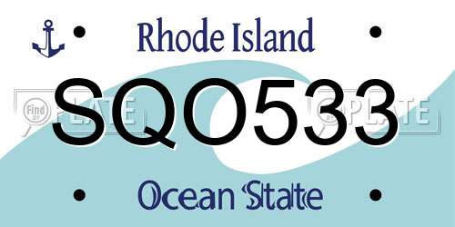 SQO533 Rhode Island License Plate