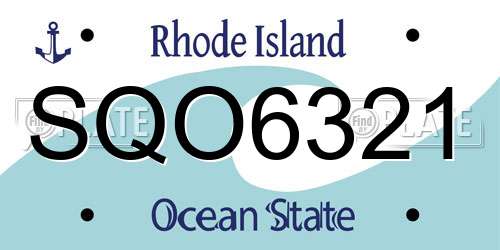 SQO6321 Rhode Island License Plate
