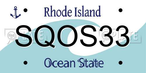 SQOS33 Rhode Island License Plate