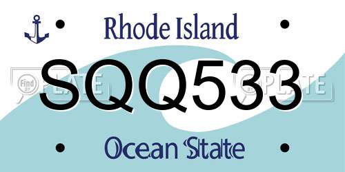 SQQ533 Rhode Island License Plate