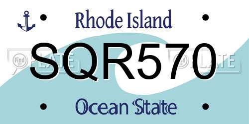 SQR570 Rhode Island License Plate