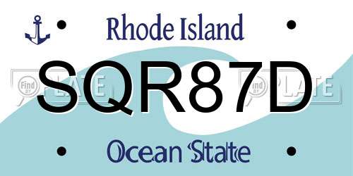 SQR87D Rhode Island License Plate