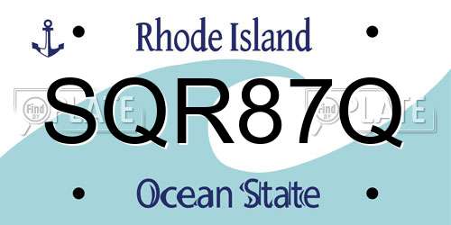 SQR87Q Rhode Island License Plate