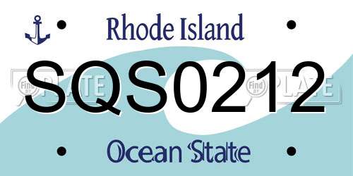 SQS0212 Rhode Island License Plate