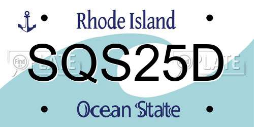 SQS25D Rhode Island License Plate