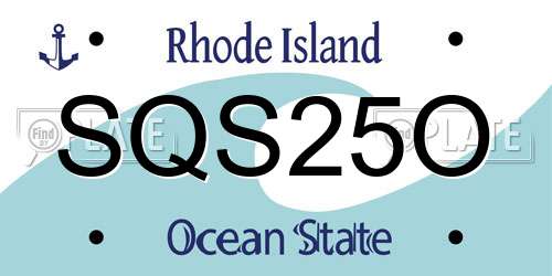 SQS25O Rhode Island License Plate