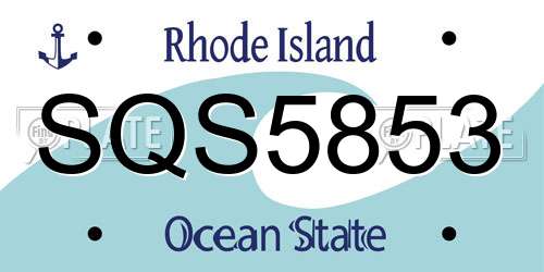 SQS5853 Rhode Island License Plate
