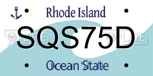 SQS75D Rhode Island License Plate