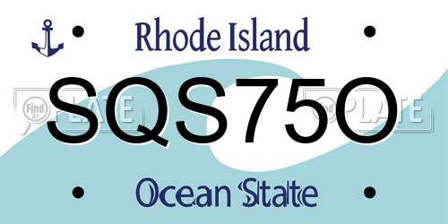 SQS75O Rhode Island License Plate