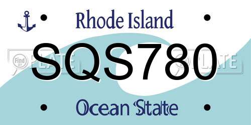 SQS780 Rhode Island License Plate