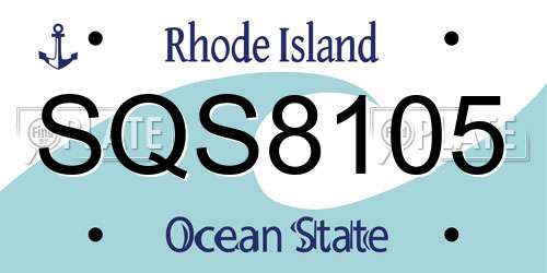 SQS8105 Rhode Island License Plate