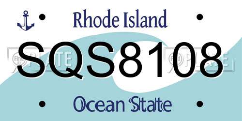 SQS8108 Rhode Island License Plate