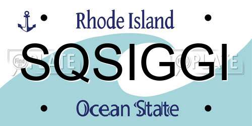 SQSIGGI Rhode Island License Plate