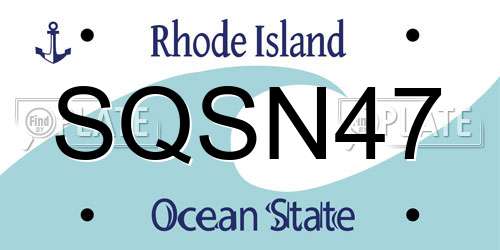 SQSN47 Rhode Island License Plate