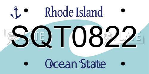 SQT0822 Rhode Island License Plate
