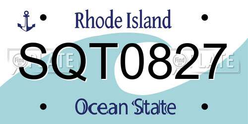 SQT0827 Rhode Island License Plate
