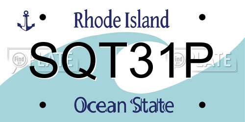 SQT31P Rhode Island License Plate