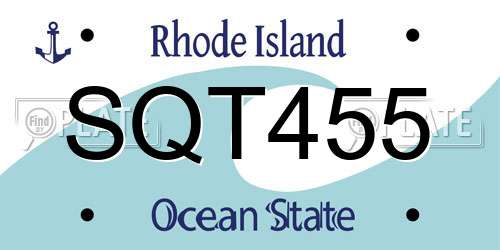 SQT455 Rhode Island License Plate