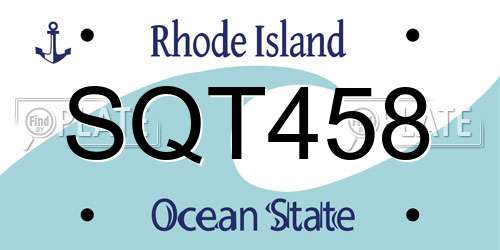 SQT458 Rhode Island License Plate