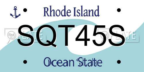 SQT45S Rhode Island License Plate