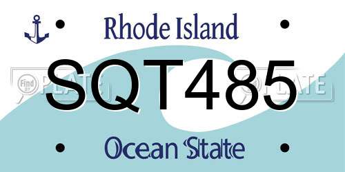 SQT485 Rhode Island License Plate
