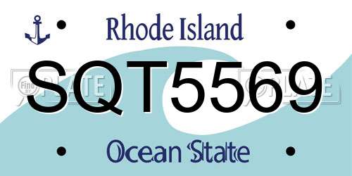 SQT5569 Rhode Island License Plate