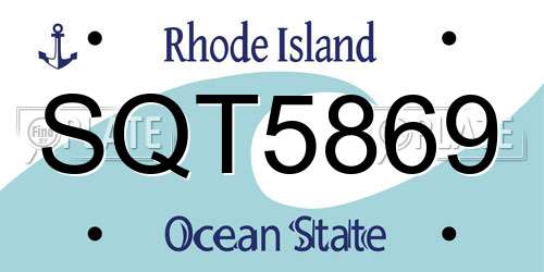 SQT5869 Rhode Island License Plate