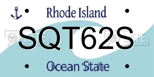 SQT62S Rhode Island License Plate