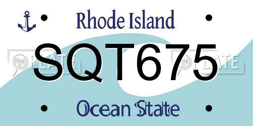 SQT675 Rhode Island License Plate
