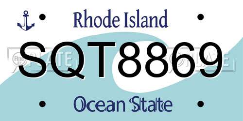 SQT8869 Rhode Island License Plate