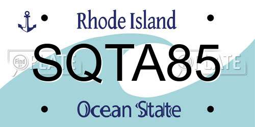 SQTA85 Rhode Island License Plate