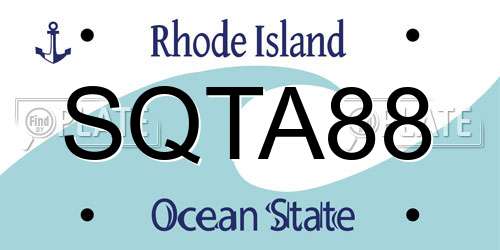 SQTA88 Rhode Island License Plate