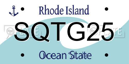 SQTG25 Rhode Island License Plate