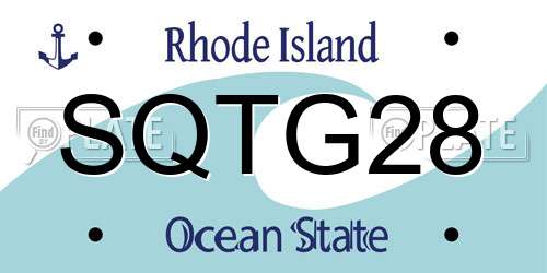 SQTG28 Rhode Island License Plate