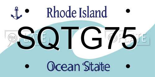 SQTG75 Rhode Island License Plate