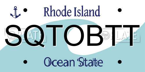 SQTOBTT Rhode Island License Plate