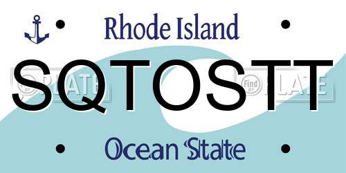 SQTOSTT Rhode Island License Plate
