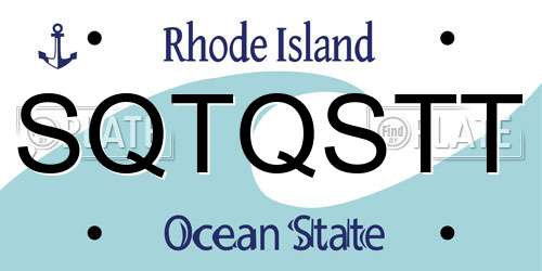 SQTQSTT Rhode Island License Plate