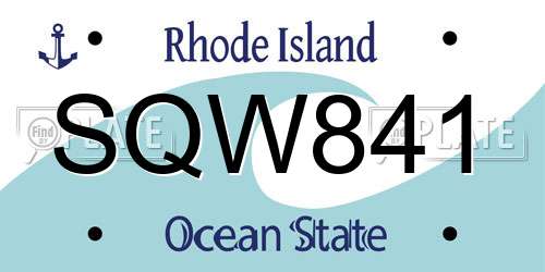 SQW841 Rhode Island License Plate