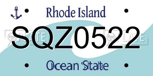 SQZ0522 Rhode Island License Plate