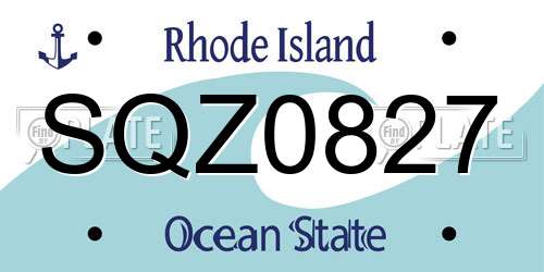 SQZ0827 Rhode Island License Plate