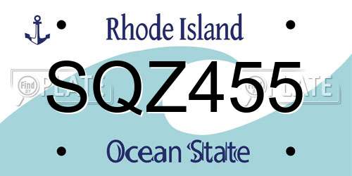 SQZ455 Rhode Island License Plate