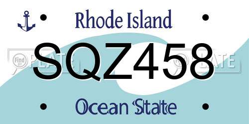 SQZ458 Rhode Island License Plate