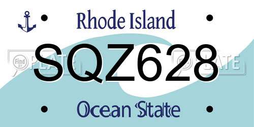 SQZ628 Rhode Island License Plate